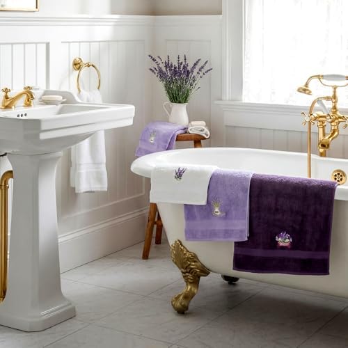Peryiter 3 Pack Lavender Decorative Bath Towel Set - Image 6