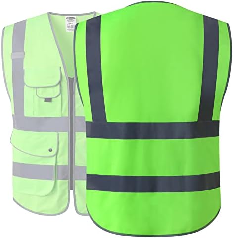 JKSafety Safety Vest for Men Women Reflective Hi Vis JK150 Green L - Image 5