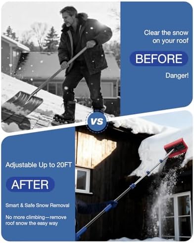 Roof Rakes for Snow Removal, 20FT Telescoping Snow Rake for House Roof - Image 2
