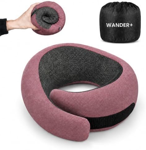 WANDER+® Travel Neck Pillow, Memory Foam Neck Pillow by WANDER