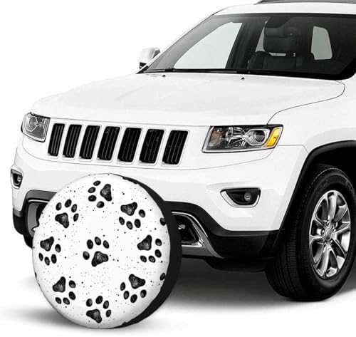 Dog Paw Prints Texture Spare Tire Cover Composed Black and White Wheel Covers - Image 7