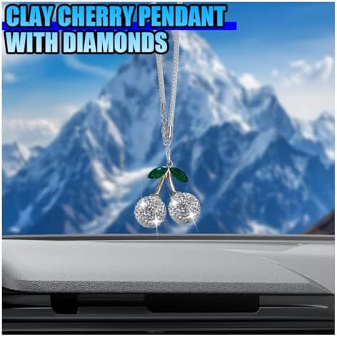 Bling Cherry Car Rear View Mirror Charm - Image 4