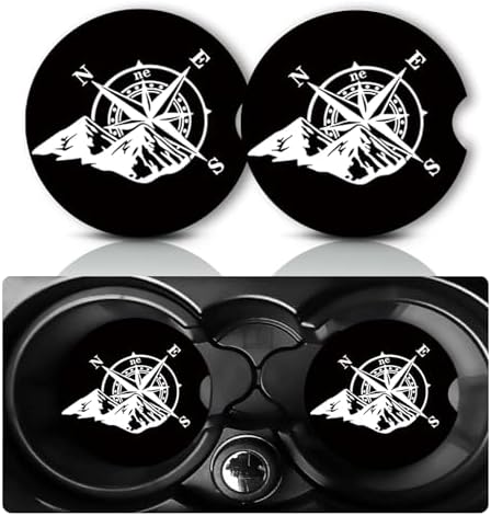 2Pack Reflective Compass Mountain Car Cup Holder Coaster Neoprene Coasters by YGQZYYQ