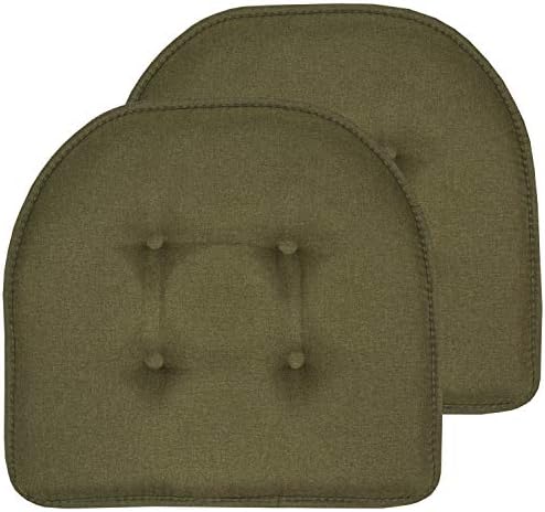 Chair Cushion Memory Foam Pads Tufted Slip Non Skid Rubber Back U-Shaped 17" x by SweetHomeCollection