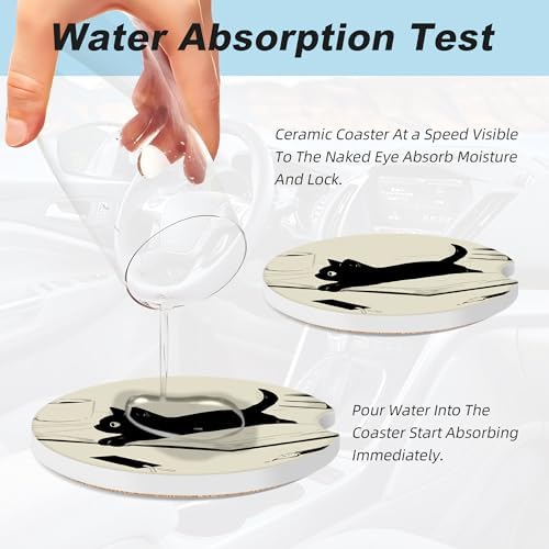 Kawaii Anime Black Cat Car Coasters - Image 5