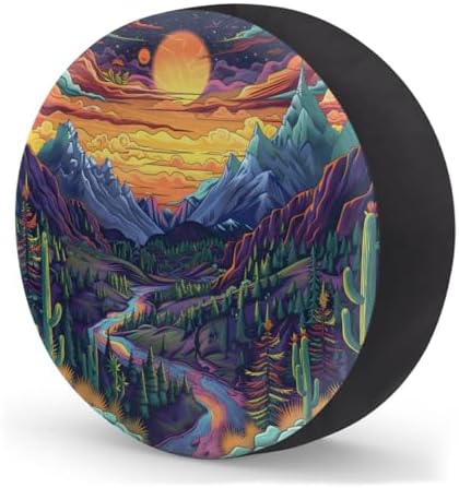 Rv Spare Tire Cover Wheel Mountain Colorful Moon Tire Covers Wheel Protectors - Image 2