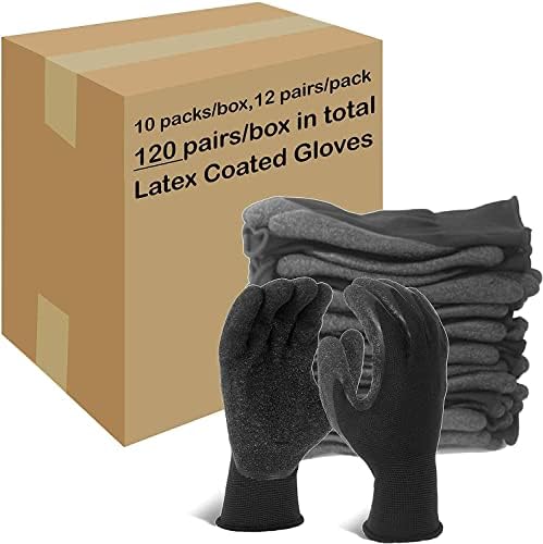 Evridwear Crinkle Latex Rubber Hand Coated Safety Work Gloves by Evridwear