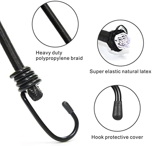 BEXSLE Bungee Cords with Hooks, Heavy Duty Outdoor Elastic Bungee Straps，No - Image 3