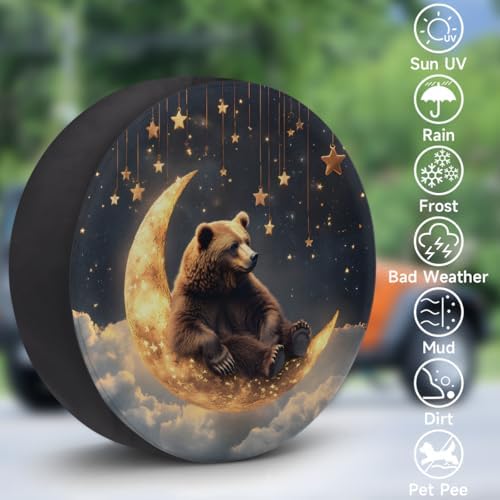 Spare Tire Cover for RV Trailer, Moon Bear Waterproof Sun Leather Wheel Cover - Image 3