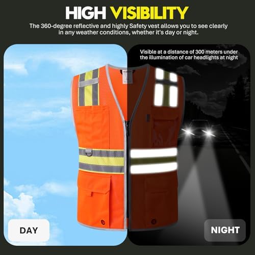 JKSafety Safety Vest for Men Women Hi Vis Relfective Vest - Image 4