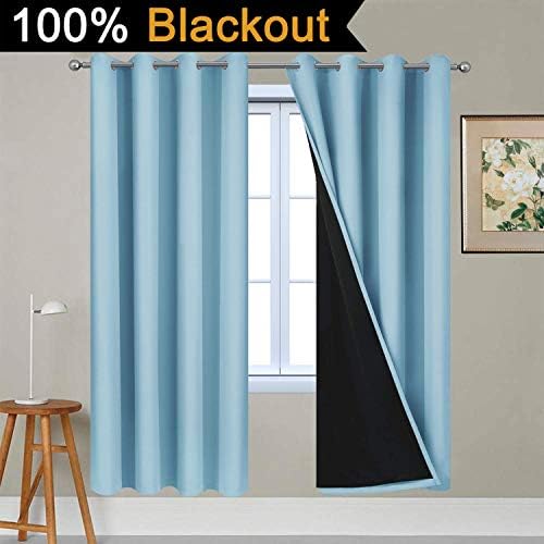 Yakamok Sky Blue 100% Blackout Curtains 72 Inches Long 52" Wide 2 Panel - Image 2