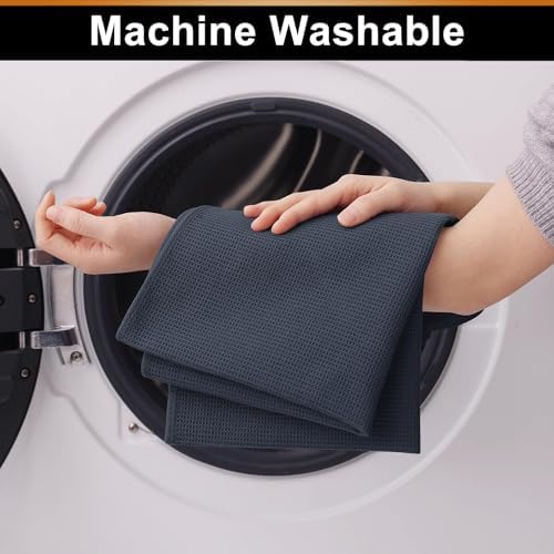 Homaxy 100% Cotton Waffle Weave Kitchen Towels, 8 Pack, Dark Grey - Image 5