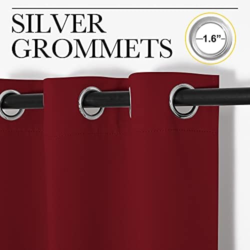 NICETOWN Christmas Burgundy Blackout Curtains, 1 Pair, 34 x 84-inch - Image 3