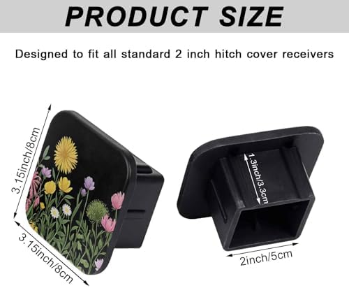 Wild Floral Tow Hitch Covers Heavy Duty Rubber Trailer Hitch Cover 2" Receiver - Image 2
