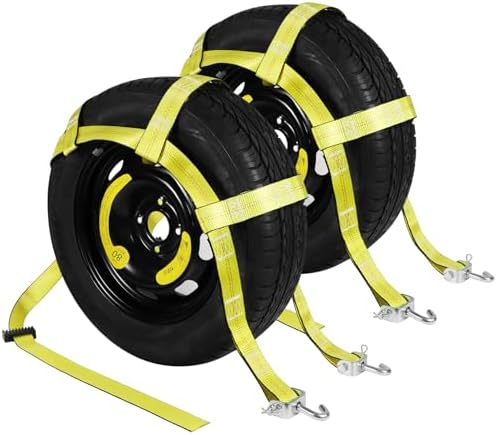 Tow Dolly Basket Straps with Swivel J Hook 2 Pack Fit 13"-21" Tire by Sumpluct