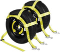Tow Dolly Basket Straps with Swivel J Hook 2 Pack Fit 13"-21" Tire by Sumpluct