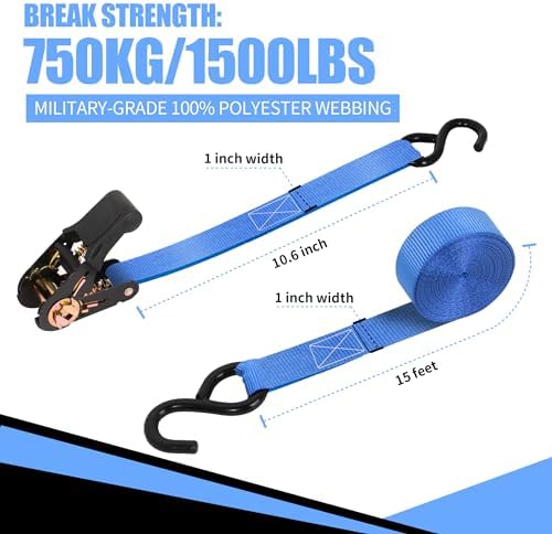 CARTMAN Ratchet Tie Down Straps, 1 in x 15 ft, 1500 lb - Image 2
