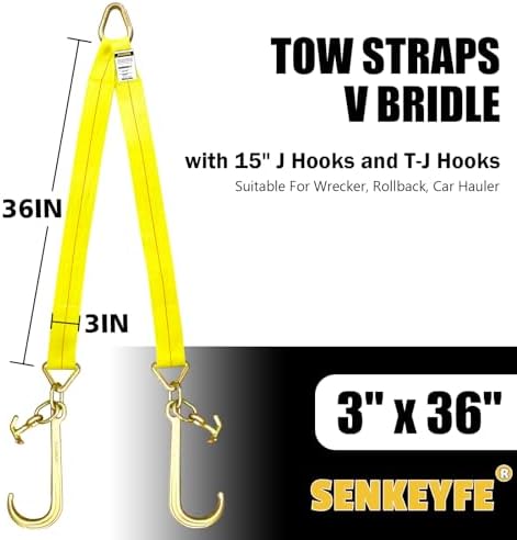 Tow Straps V Bridle, 5400LBS Recovery Bridle, Towing Strap - Image 2