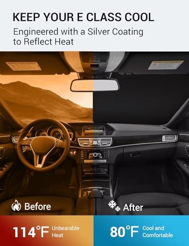 Proadsy Custom Fit 2010-2016 Benz E Class Windshield Sun Shade, Blocks Heat - Image 3
