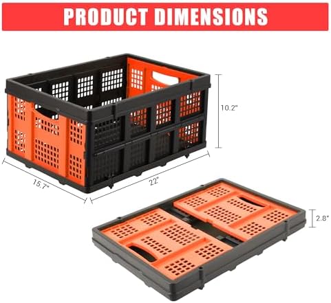 Garvee Collapsible Crate, 55L Foldable Plastic Milk Storage Crate - Image 2