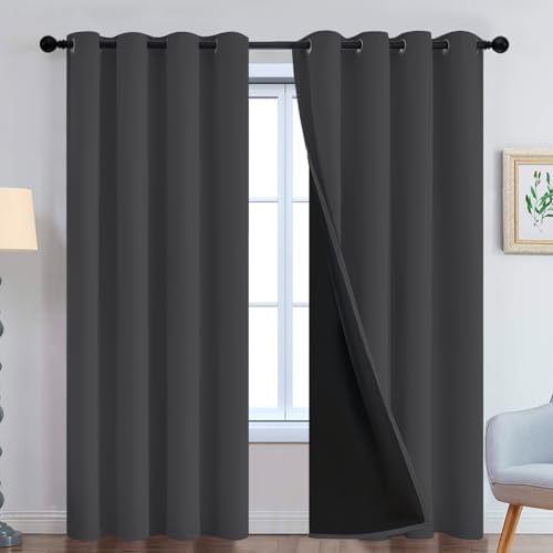 Yakamok Charcoal Grey 100% Blackout Curtains 84 Inches Long 52" Wide 2 PCS by Yakamok