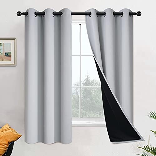 Yakamok Light Grey 100% Blackout Curtains 63 Inches Long 42" Wide 2 Panel by Yakamok