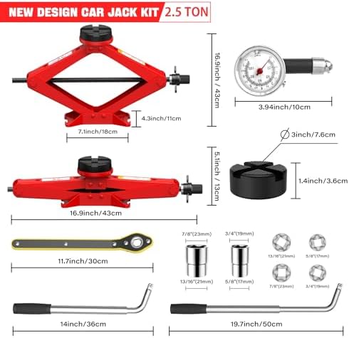 Scissor Jack for Car 2.5 Ton Car Jack Kit, Tire Changing kit - Image 2