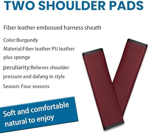 Osilly 2PCS Fiber Leather Seat Belt Shoulder Pads, Wine Red - Image 4