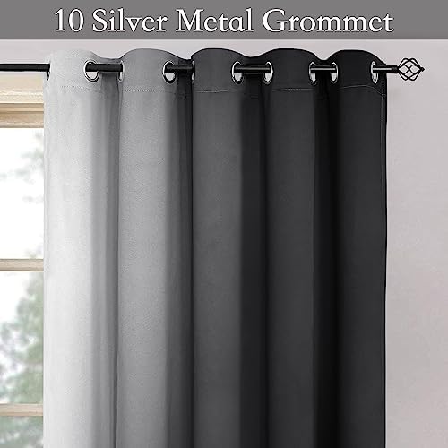 SimpleHome Ombre Black to Grey White Curtains - Image 5