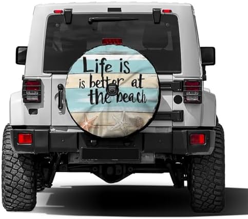 Delerain Spare Tire Cover with Backup Camera Hole Life is Better at the Beach by Delerain