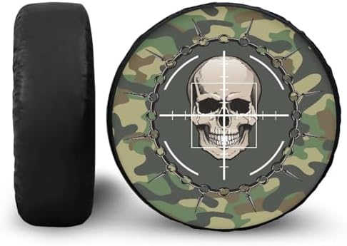 Camouflage Skull Spare Tire Cover PU Leather, Weatherproof Wheel Protectors by YGFLPPV