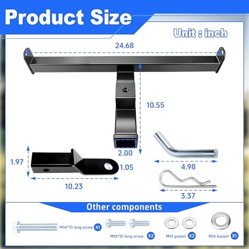 Golf Cart Rear Trailer Hitch, Heavy Duty Carbon Steel Hitch Receiver, No-Drill - Image 6