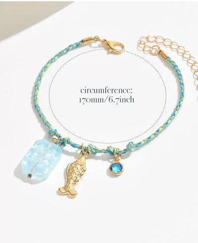Steering Wheel Charm Accessory Blue Fish Gold Braided Pendant Car Decor - Image 6