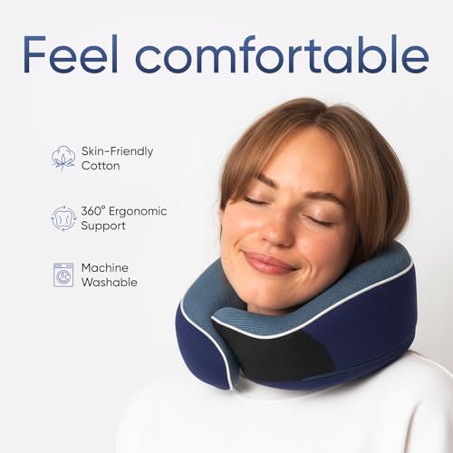 Proglobe Travel Pillow, Orthopedic Memory Foam Airplane Neck Pillow - Image 2