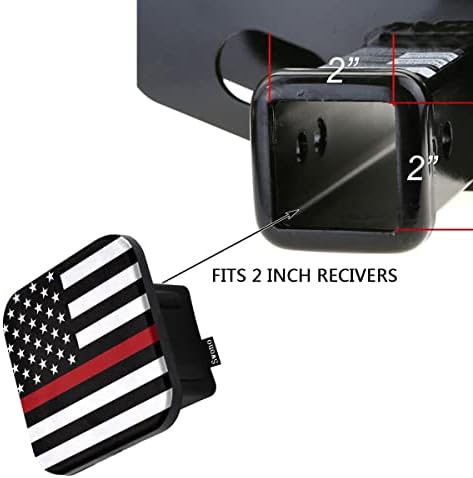 Swono American Flag Square Receiver Hitch Covers Vintage Thin Red Line USA Flag - Image 3