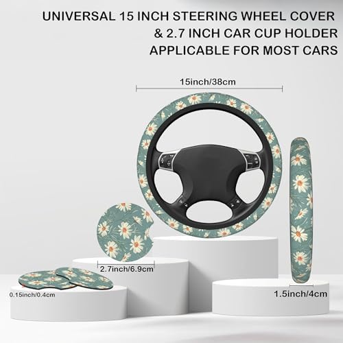 White Daisy Steering Wheel Cover - Image 2
