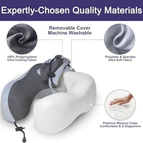 napfun Neck Pillow for Traveling, Upgraded Travel Neck Pillow for Airplane 100% - Image 5