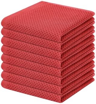 Homaxy 100% Cotton Waffle Weave Kitchen Dish Cloths 8-Pack, Brick Red by Homaxy