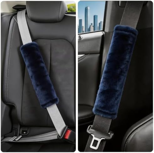 Amooca 2-Pack Soft Furry Universal Seatbelt Cover Car Shoulder Pad - Image 6