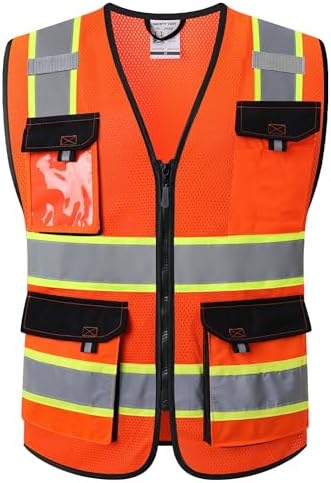 JKSafety Safety Vest for Men Women Hi Vis Reflective Vest JK220 Orange XL by JKSafety