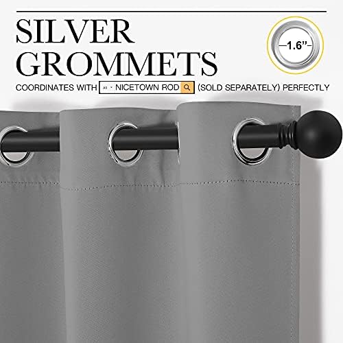 NICETOWN Silver Grey Blackout Curtains, 2 Panels, W42 x L68-inch - Image 3