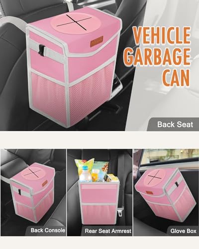 Pritent Car Trash Can with Lid Leakproof Car Garbage Bag Vehicle Trash Bin - Image 6