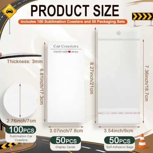 Tioncy 200 Pcs Sublimation Car Coaster Blank Set Packaging - Image 2
