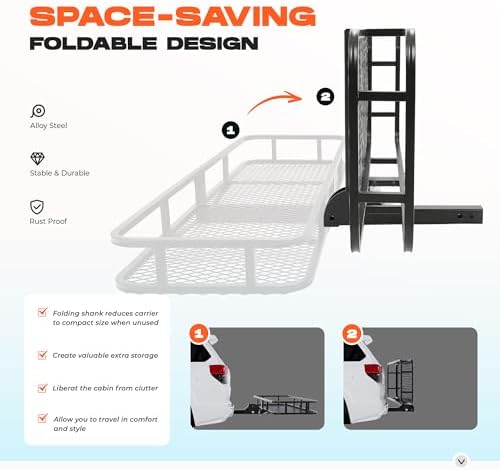 ALMULOO Folding Hitch Cargo Carrier 61.5"x19.5"x5.5" 550LBS - Image 5