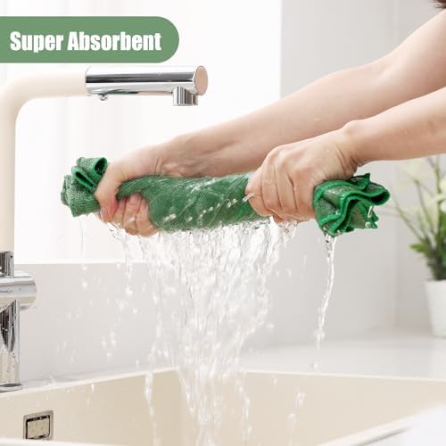 Homaxy Microfiber Kitchen Towels and Dishcloths Sets, 16 Pack, Grass Green - Image 3
