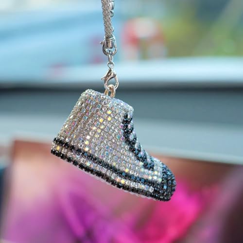 Bling Sneaker Shoe Sparkly Car Hanging Ornament, Cute Crystal Rear View Mirror - Image 6
