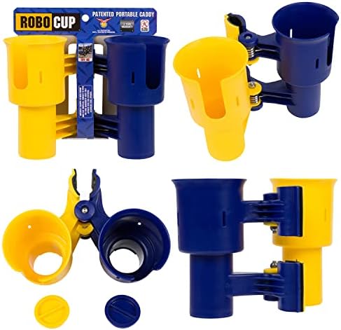 ROBOCUP, Patented Clamp On Boat Cup Holder |Multifunction Dual Drink Caddy by RoboCup