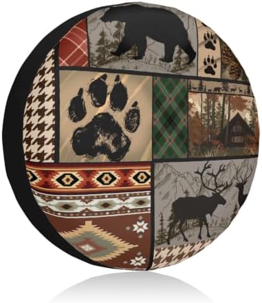 Cabin Bear Spare Tire Cover Lodge Deer Forest Waterproof Sun Wheel Cover Fit by Unknown