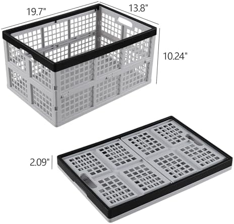 3-Pack Folding Storage Crates, 42L Collapsible Plastic Baskets - Image 2