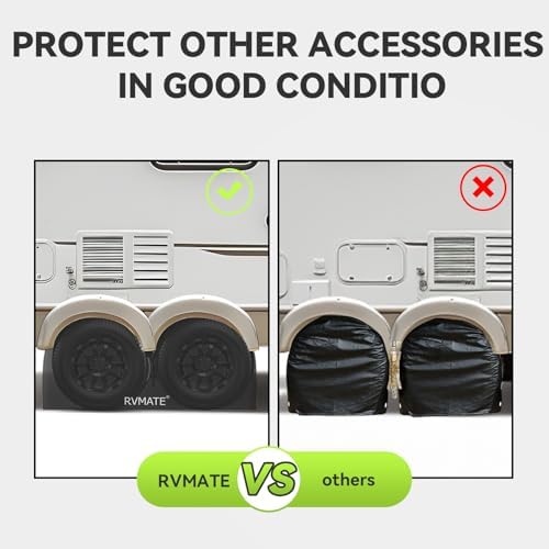 RVMATE RV Tire Covers, Dual Axle Wheel Cover Fits 24"-27" Dia. Tires, 2 Pack - Image 6